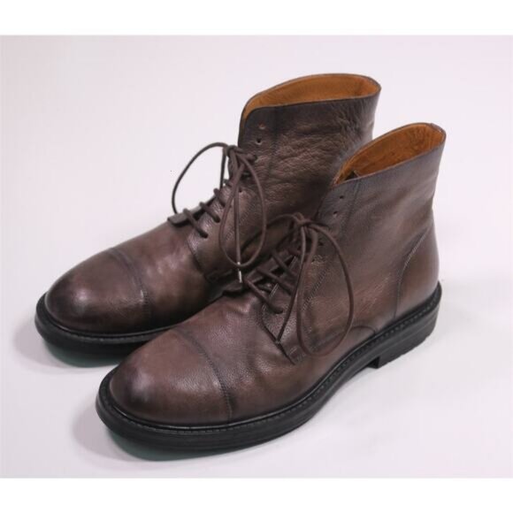 Magnanni Brown Pebble Gray Captoe Ankle Boots - Picture 2 of 7